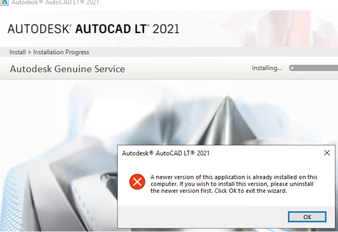 Product: Autodesk Genuine Service -- A newer version of this application is 